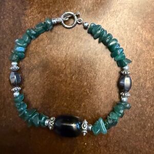 Green jade onyx and hematite Chip Bracelet